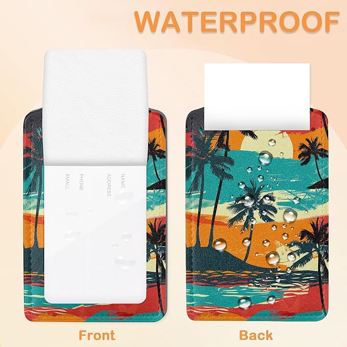 Abstract Beach 3 Pack Luggage Tags for Suitcases, Colorful Tropical Palm Tree Sunset PU Leather Luggage Tag for Travel, Bag Tags with Privacy Name ID Card and Steel Loop for Women Men