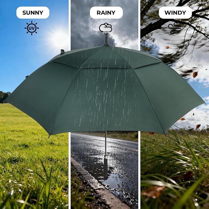 ZDSSM Automatic Open Golf Umbrella, 54/62/68/72 inch Extra Large Oversize Double Canopy Vented Stick Umbrellas, Windproof Waterproof Umbrella for Men And Women