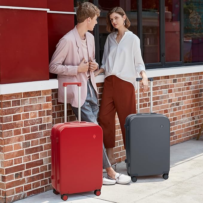 mixi Carry on Luggage, 20'' Suitcase Spinner Wheels Luggage Hardshell Lightweight Rolling Suitcases PC with Cover & TSA Lock for Business Travel, Rock Gray