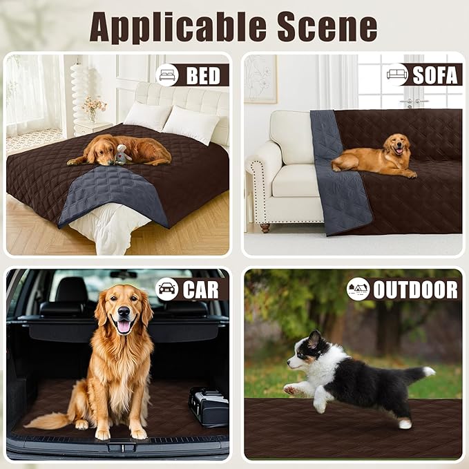 Smiry Waterproof Dog Bed Cover Blanket 30x70, Soft Reversible Pet Blanket, Washable Leakproof Cats Dogs Couch Cover for Sofa, Couch, Furniture, Lattice, Chocolate/Dark Grey