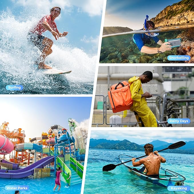 2 Pack ProCase Floating Waterproof Phone Pouch Up to 7", IPX8 Floatable Underwater Phone Case Dry Bag for iPhone 17/Air 16 15 14 13 12 11 Pro Max Xs Max XR X 8 7 Plus SE/Galaxy S24 S23 S22 -WhiteGreen