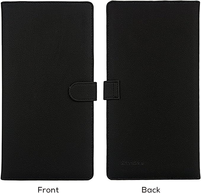 Car Registration and Insurance Holder, Leather Magnetic Shut Vehicle Glove Box Organizer for Document, Card, Driver License, Black