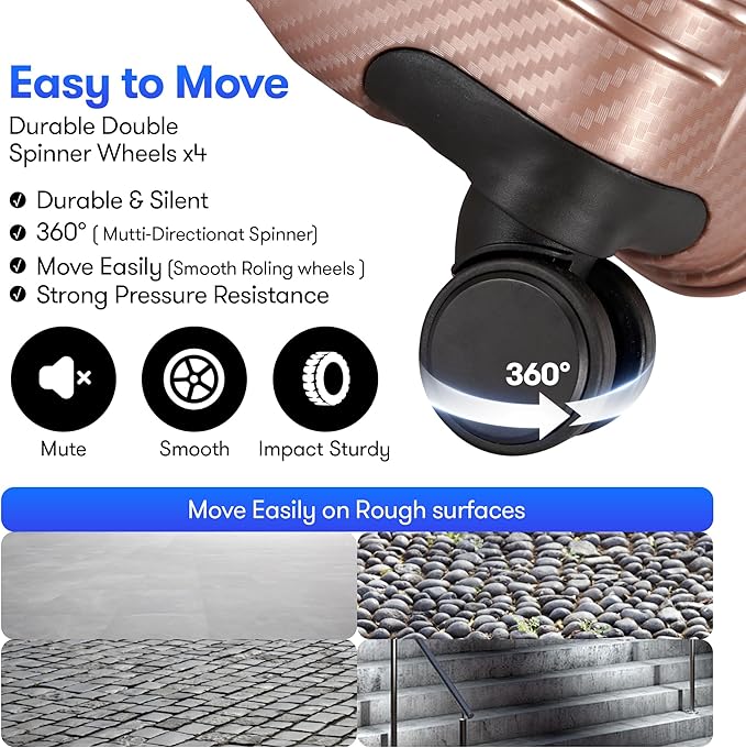 GinzaTravel 29 Inch Large Checked Luggage Expandable Hard Shell Suitcase with Spinner Wheels TSA Lock for Travel, 29inch, Rose Gold