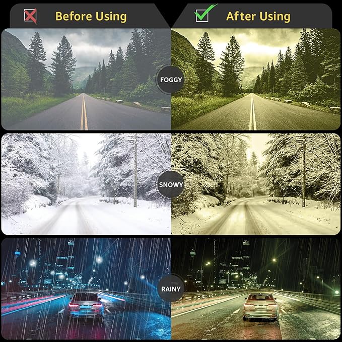 Myiaur Night Vision Driving Glasses for Women, Polarized Anti Glare Yellow Lens Glasses for Nighttime, UV400 Protection