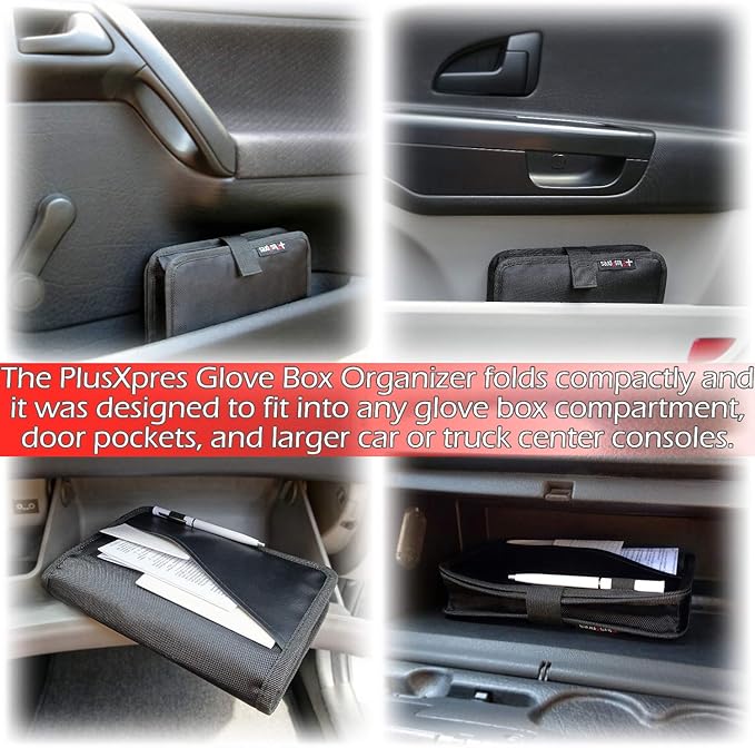 Glove Box Compartment Organizer - Car Document Holder - Owner Manual Case Pouch - Vehicle Storage Wallet for Registration & Insurance Card - Premium Auto Paperwork Holder - Log Book included - Red