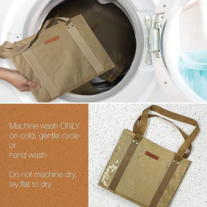 Gramercy Premium Large Reusable Grocery Bags, Heavy Duty 4 Pack – Foldable Shopping Tote Bags With Handles, Washable and Reinforced With Thick Bottom and Sides (Black, 4pcs)