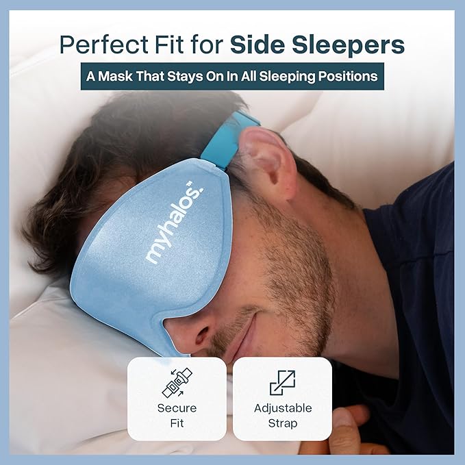 MyHalos® Sleep Mask - Eye Masks for Sleep - 100% Blackout Sleeping Mask for Women, Men & Side Sleepers - 3D Sleeping Eye Mask for Zero Pressure - Award Winning Design, Eyelash Friendly & Breathable
