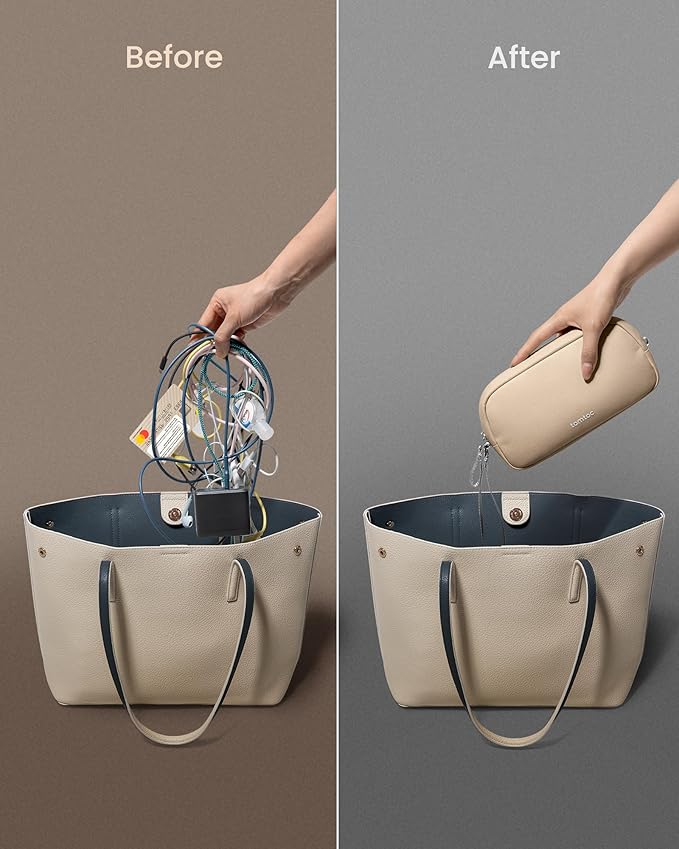 tomtoc Electronics Organizer Travel Case, Water Resistant Travel Bag Cable Organizer for Essentials, Tech Pouch Accessories Carry Storage for Cord, Phone, Cables, Airpods, USB Flash Drive, Daily Items