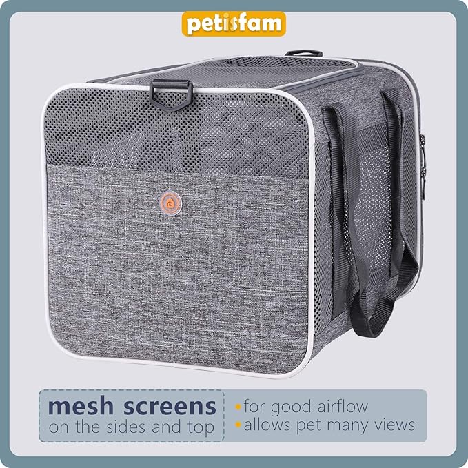 You've got This Cat Carrier with Privacy Flaps for Nervous Fur-Kids. Top-Load Quick-in. 360° Airy Mesh Windows Let Cats See You & Reduce Travel Anxiety. Rip-Stop Fabric & Lockable Zips Hug Securely