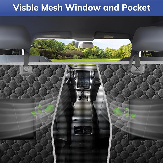 Mancro Truck Back Seat Pet Cover for Dogs, XXL Dog Hammock for Truck with Zipper Side Flap, Waterproof Floor Backseat Covers for Full Size Crew Cab Trucks with Fold Up Seats, for Ford F150 Accessories