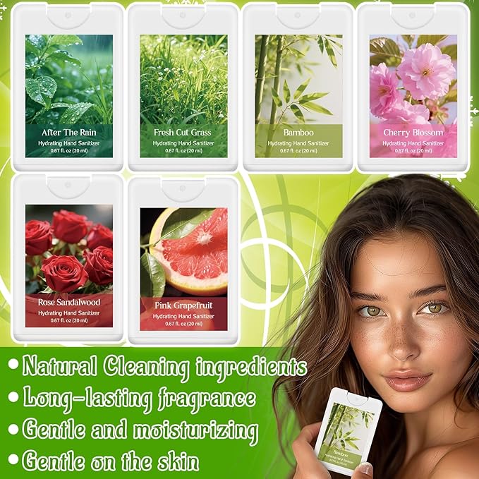 6 Pack Hand Sanitizer Spray Mist Gift Spring Flower Travel Size Hand Sanitizer with Hydrating Botanical Mist Refillable for Office Travel Outdoor Activities Holiday Favor