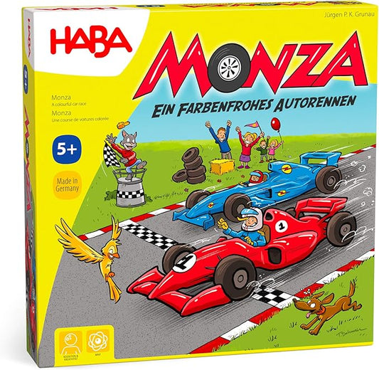HABA Monza - Car Racing Games & Beginner's Board Game, Engaging Family Games for Kids and Adults Ages 5+ (Made in Germany)