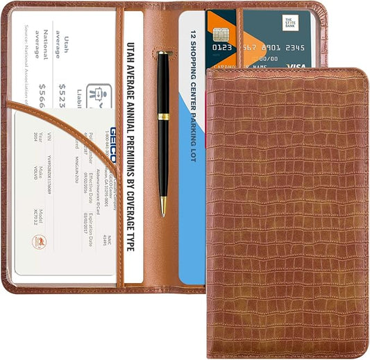 CoBak Car Registration and Insurance Holder - Vehicle Glove Box Car Organizer,Auto Truck Comparment Accessories Case with Magnetic Closure for Driver License,Cards