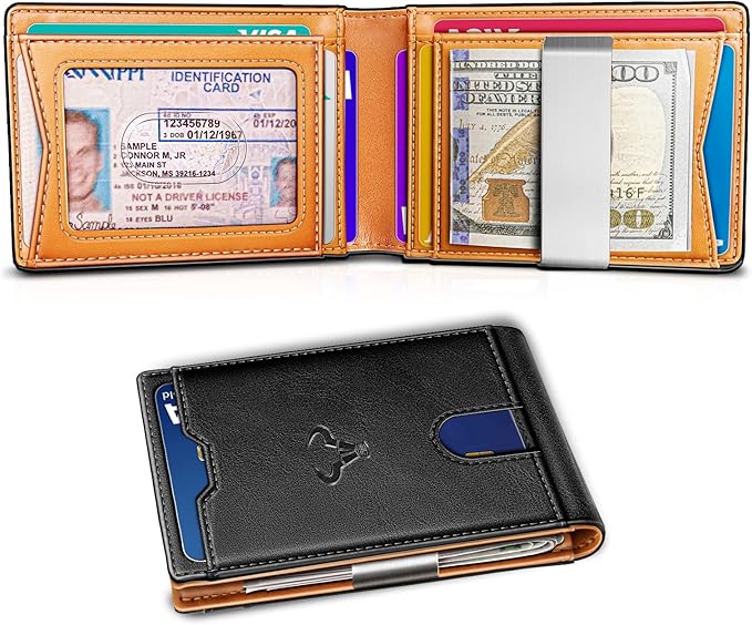 BULLIANT Men Wallet Airtag&Standard Use,Slim Front Pocket Wallet Money Clip for Gifg Men RFID Blocking 11Cards