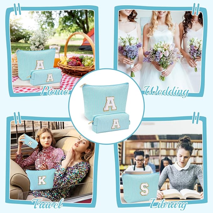 YOOLIFE Birthday Gifts for Women - Personalized Cute Initial Cosmetic Makeup Pouch Make Up Toiletry Bag for Her Mom Teacher Friend Girlfriend Wife Birthday Gifts 21st Birthday Gifts G