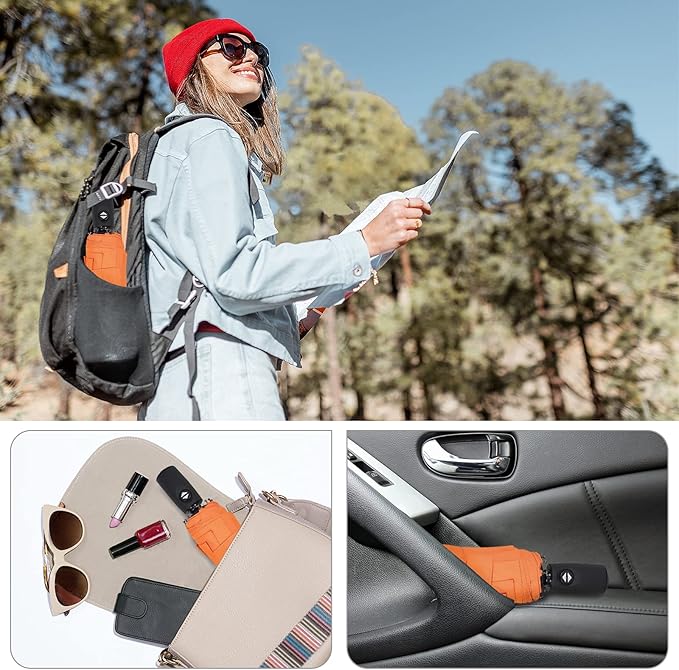 ZOMAKE Travel Umbrella Compact - 10 Ribs Portable Collapsible Umbrellas for Rain Windproof - Paraguas Automatic Small Folding Umbrella Lightweight Packable Umbrella for Women Men