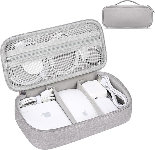 Lacdo Electronic Organizer Travel Cable Organizer Bag Pouch Tech Electronic Accessories Carry Case Portable Double Layers Charger Case for Cable, Cords, Charger, Earphone, Power Bank, Gray