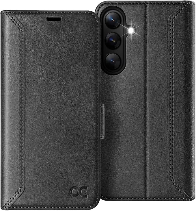 OCASE Compatible with Galaxy S25 Plus Wallet Case, PU Leather Flip Folio Case with Card Holders RFID Blocking Kickstand [Shockproof TPU Inner Shell] Protective Phone Cover 6.7 Inch, Retro Graphite