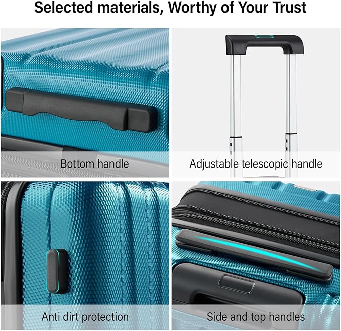 Hanke Expandable Hardshell Luggage Sets 3 Piece Extra Large Suitcases with Lock,28 Inch Luggage with Spinner Wheels, PC Travel Suitcase for Women Men 20 24 29Inch,Caribbean Blue