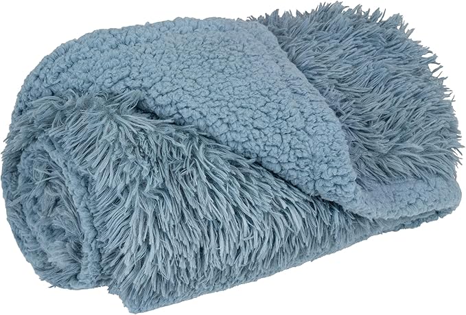 PetAmi Waterproof Dog Blanket for Small Medium Dogs, Calming Fleece Cat Blanket, Couch Protector Washable Sherpa Faux Fur Pet Throw for Puppy, Soft Reversible 29x40 Light Blue