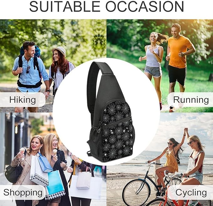 SWEET TANG Cool Sling Backpack Goth Gothic Black Spooky Spider Web, Lightweight Sling Shoulder Bag, Outdoor Chest Crossbody Bike Gym Runner Daypack with Adjustable Strap for Men Women