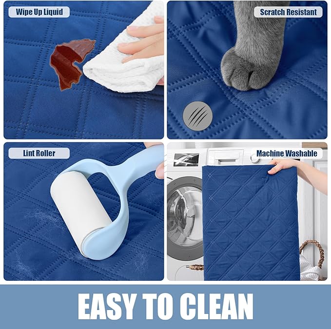 Smiry Waterproof Dog Bed Cover Pet Blanket, Soft Washable Dog Blanket for Furniture Bed Couch Sofa Reversible, Checkered (68"x82", Navy/Blue)