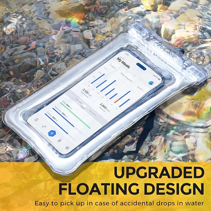 ProCase 2 Pack Floating Waterproof Phone Pouch Up to 7", IPX8 Floatable Underwater Phone Case Dry Bag for iPhone 17/Air 16 15 14 13 12 11 Pro Max Xs Max XR X 8 7 Plus SE/Galaxy S24 S23 S22 - Clear