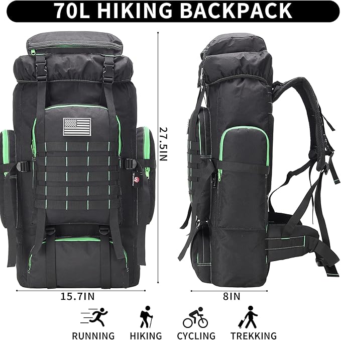 W WINTMING Hiking Backpack for Men 70L/100L Camping Backpack Military Rucksack Molle 3 Days Assault Pack for Climbing | Camping Backpack, 3 Days Assault Pack, for Climbing
