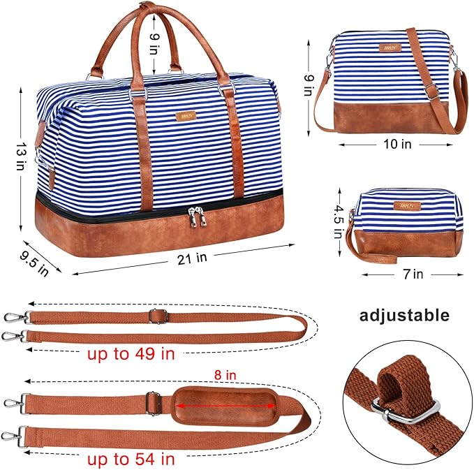 IBFUN Weekender Bags for Women - 21" Travel Duffle with Shoe Compartment - Carry On Overnight Duffel for Weekend Travel & Business Trips, 3PCS