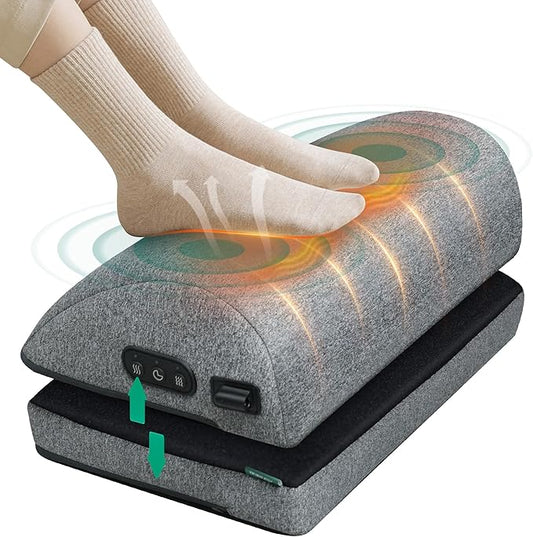 Snailax Heated Foot Rest Under Desk at Work, Desk Foot Stool with Heat & Vibration Massage, Adjustable Height, 2 Heat Levels Foot Warmer Feet Heater for Office Chair, Gaming Home Use