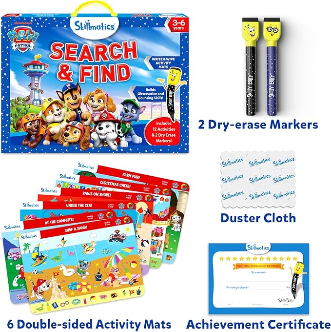 Skillmatics Search and Find PAW Patrol Educational Game - Reusable Preschool Learning Activities, Perfect for Toddlers & Kids Who Love Toys, Art & Crafts, Gifts for Boys & Girls Ages 3, 4, 5, 6