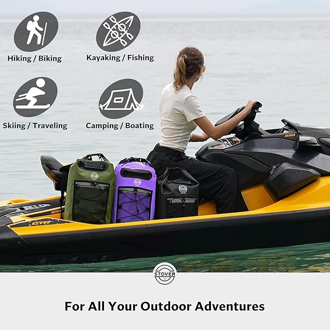 STOVER 5/10/25/30/40/55L Waterproof Dry Bag- Roll-Top Backpack w/Phone Case- Kayaking, Hiking, Camping, Boating- Men/Women