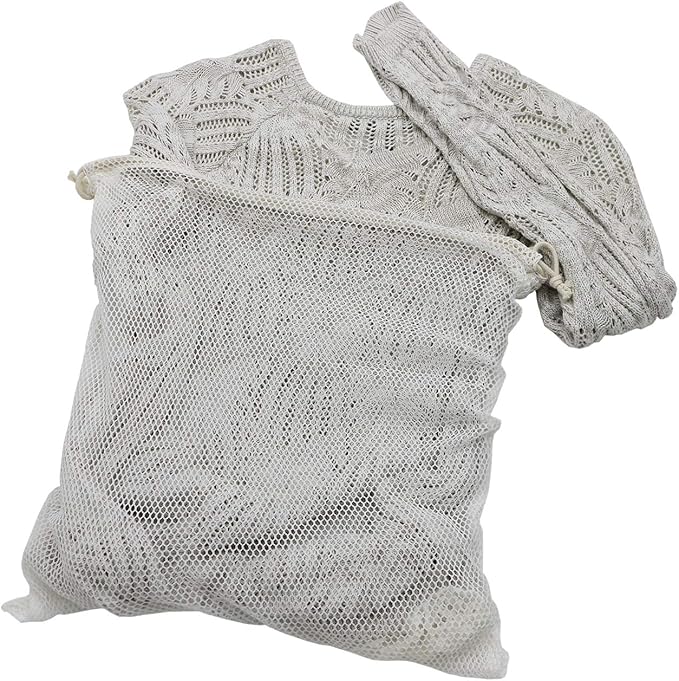 Simple Ecology Organic Cotton Mesh Laundry Bag; Machine Washing Bags for Delicates, Lingerie and Garments, Large 2 pack