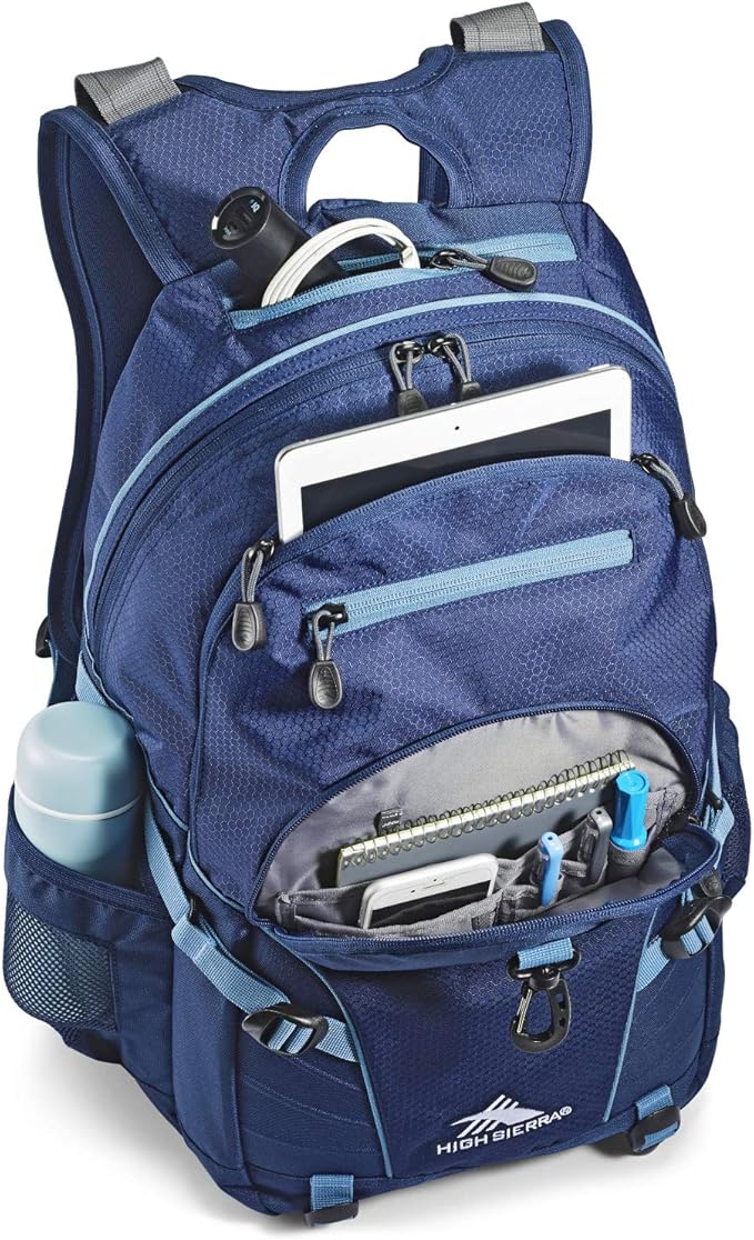 High Sierra Loop Backpack, Travel, or Work Bookbag with tablet sleeve, One Size, True Navy/Graphite Blue