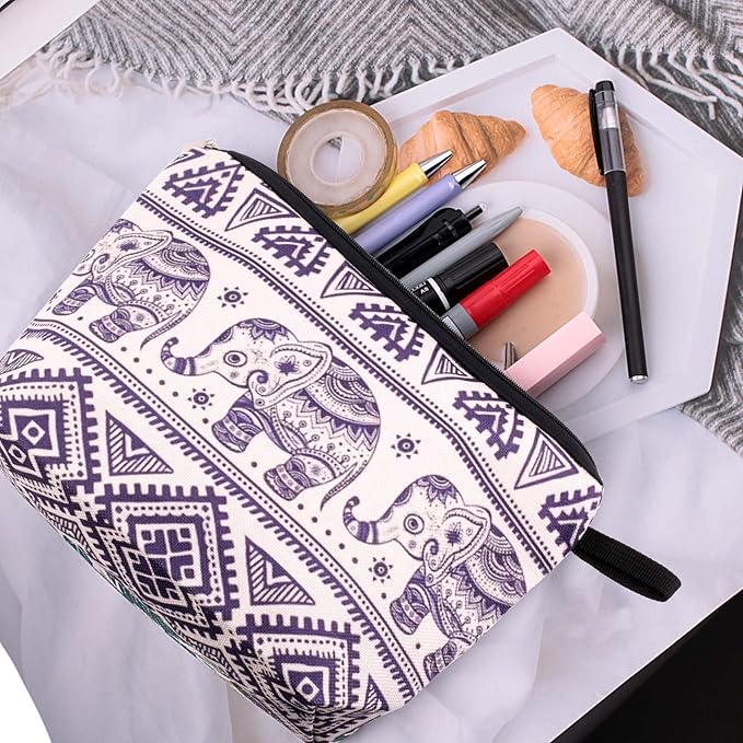 Cute Animal Lovers Gifts Elephant Cosmetic Bag Makeup Pouch with Zipper (elephant)