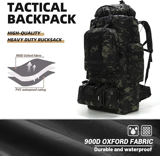 HongXingHai 100L Camping Hiking Backpack,Molle military Tactical rucksack backpack,Waterproof Lightweight Hiking Backpack