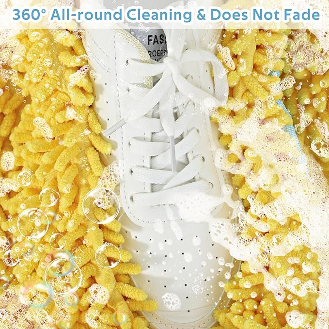 Shoe Washing Machine Bag - 2pcs Laundry Shoe Bags for Washing Machine, 360° Deep Clean Reusable Sneaker Tennis Shoe Cleaning Bag for Washer and Dryer for Most Sizes, Yellow, 15 * 7.5 inches