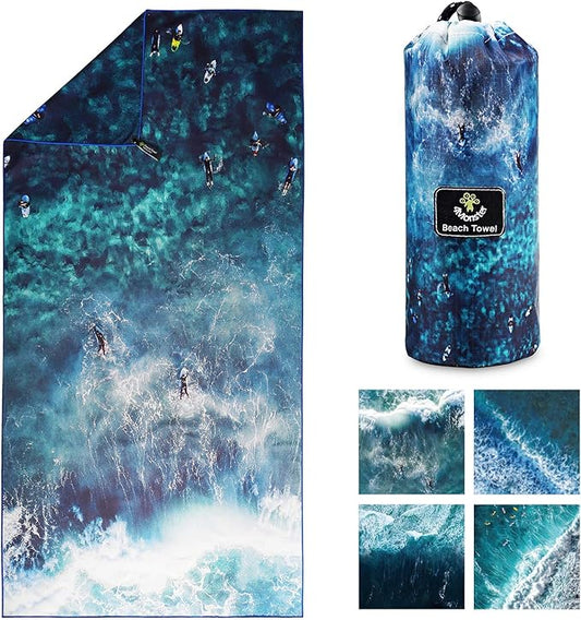 4Monster Microfiber Beach Towel Quick Dry,Super Absorbent Lightweight Travel Towel for Swimmers, Sand Free Camping Towel, Beach Towels for Pool,Swim,Water Sports,Yoga
