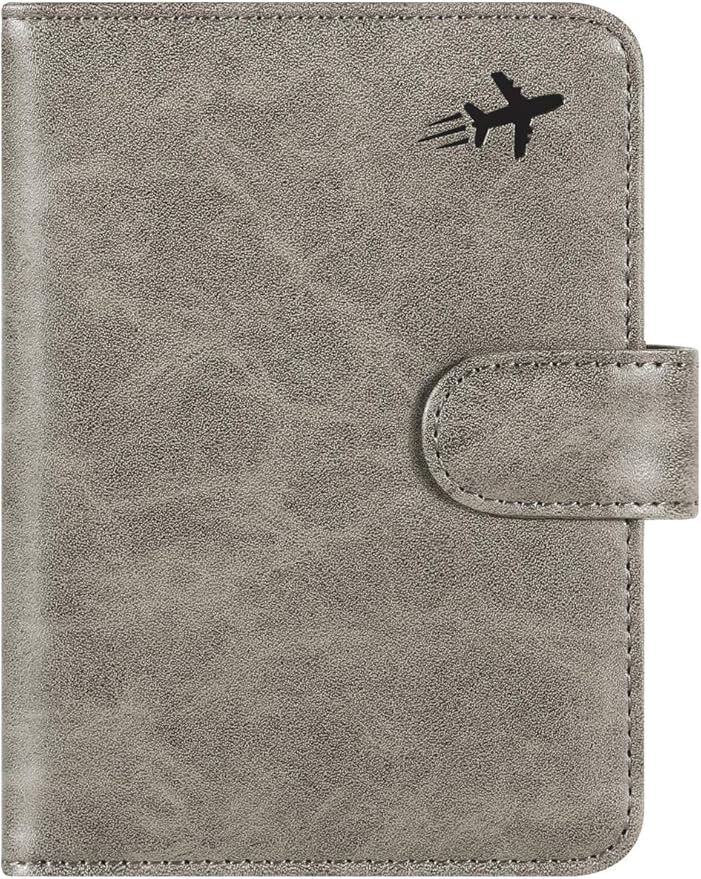 Passport Holder Cover Wallet RFID Blocking Leather Card Case Travel Accessories for Women Men (#Grey)