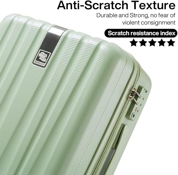 Hanke Luggage Sets 2 piece Carry On Luggage with Wheels PC Hard Shell Suitcases Lightweight Checked Travel Luggage Large Travel Suitcase Woman Men 20/29 Inch(Bamboo Green)