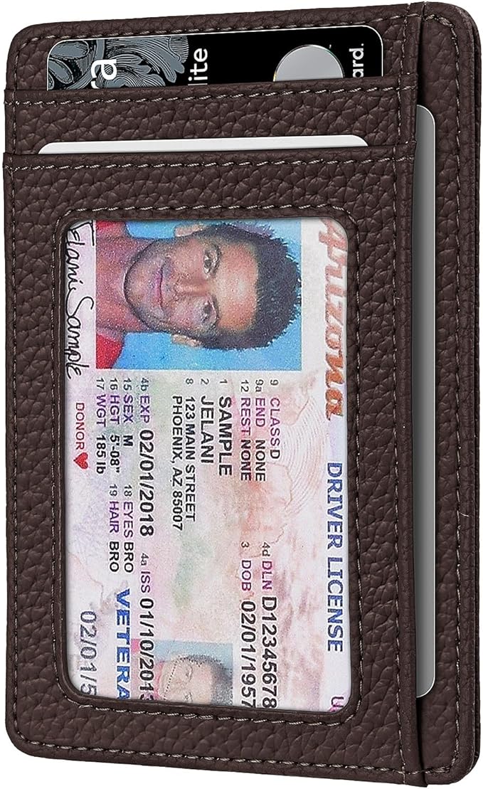 RUNBOX Slim ID Cases Minimalist Front Pocket RFID Blocking Leather Wallets for Men and Women Card Holder Wallets Gifts for men