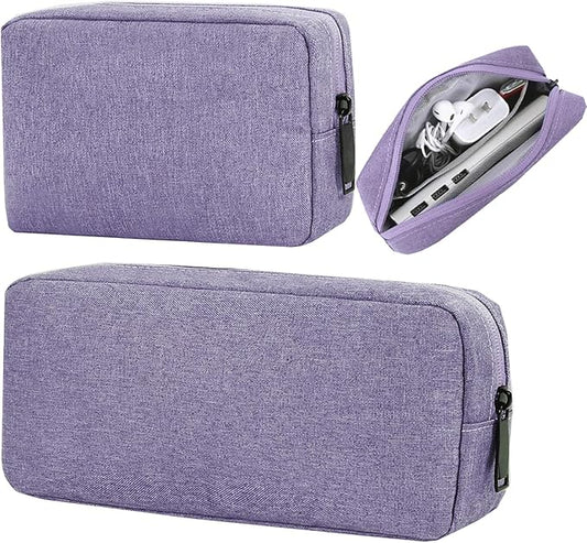 Electronic Organizer Travel Case, Electronic Accessories Storage Bag, Portable Waterproof Cable Organizer Bag for Laptop Charger Mouse, USB, Cord, Power Bank, Earphone, Pen(Small+Big,Purple)