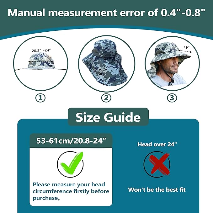 Solaris Sun Hat with Neck Flap, UPF 50 Sun Protection Lightweight Sun Cap for Men Women, Wide Brim Hat for Fishing Hiking
