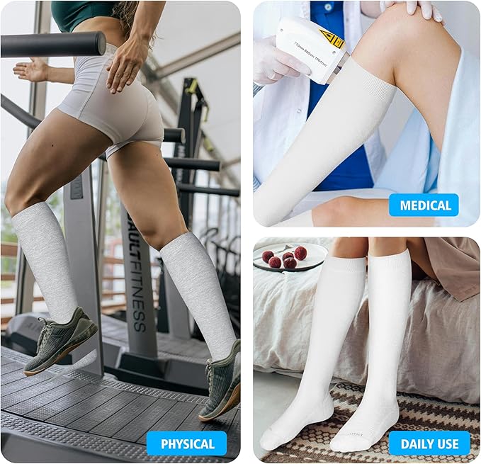 LEVSOX Thick Cotton Compression Socks for Women&Men 20-30mmHg Knee High Cute Support Sock for Nurses, Pregnancy, Travel