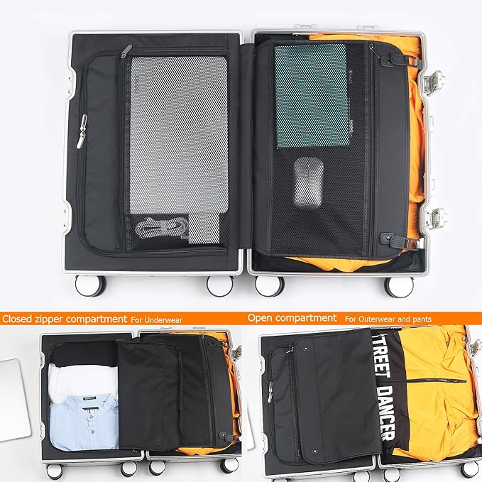 Carry-On Hardside Suitcase: Full Aluminum HardShell Luggage with TSA Lock & Spinner Wheels for Business Travel - Crush-Resistant & Burst-Proof - Gunmetal Gray