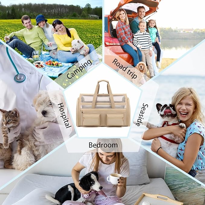 Cat Carrier, Small Dog Carrier for Small Medium Pets Up to 15 Lbs，Pet Carrier Airline Approved,Soft-Sided Puppy Travel Bag with Safety Zippers,Chihuahua Carry Case, Kitty Cloth Cage