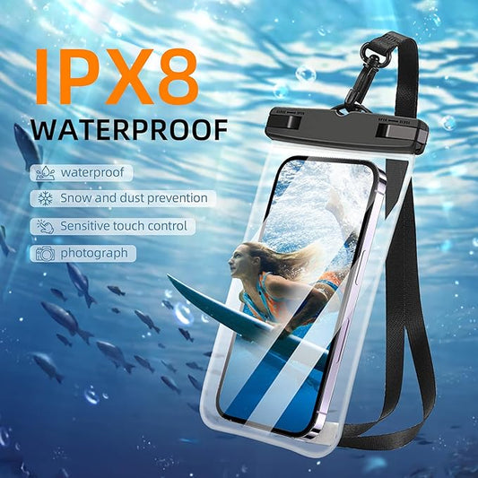 Waterproof Phone Pouch[2Pack], 7.2" Waterproof Dry Bag Clear Waterproof Phone Bag Case Portable Compatible for iPhone16 15 14 13 12 Pro Max Plus XS XR Galaxy S24 S23