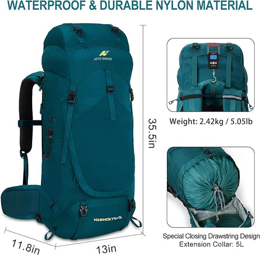 N NEVO RHINO Internal Frame Hiking Backpack 50/60/65/70/80L, Mountain Climbing Camping Backpack Daypack Waterproof Rain Cover | Mountain Climbing, Camping Backpack, Daypack, Waterproof, Rain Cover