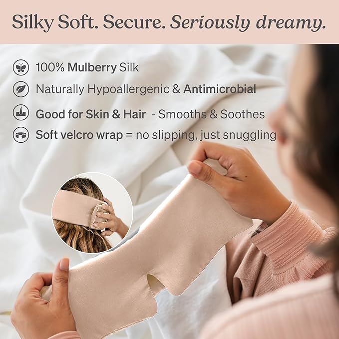 Baloo Silk Weighted Sleep Mask (Petal - 0.6 lb) | Light Blocking & Sound Muffling Eye Mask for Sleeping | Cool, Soft & Comforting