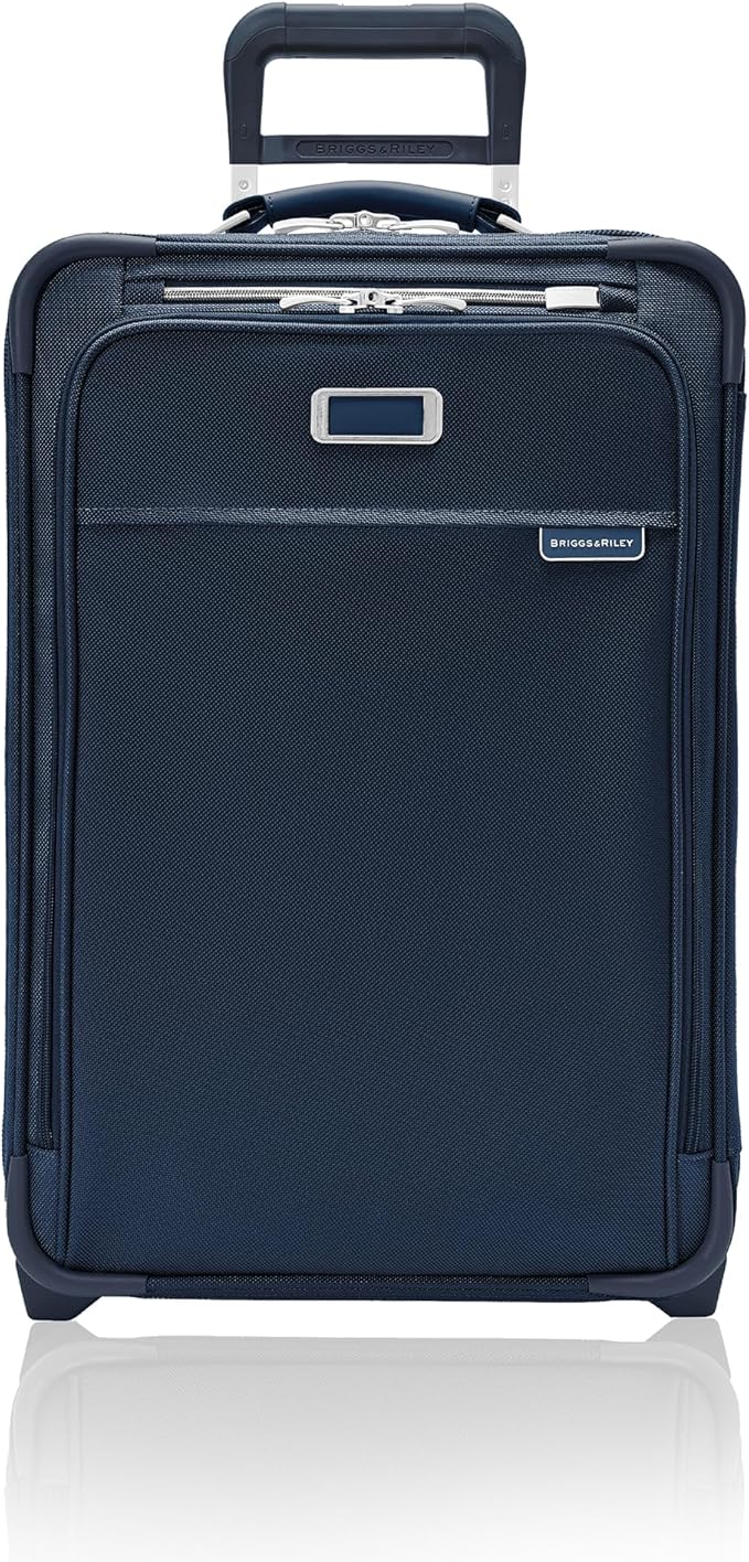 Briggs & Riley Essential 22" 2-Wheel Expandable Carry On - Luggage for Travel, Suitcases with Wheels, Softside Rolling Bag for Men & Women, Self-Repairing Zipper - Baseline Collection, Navy